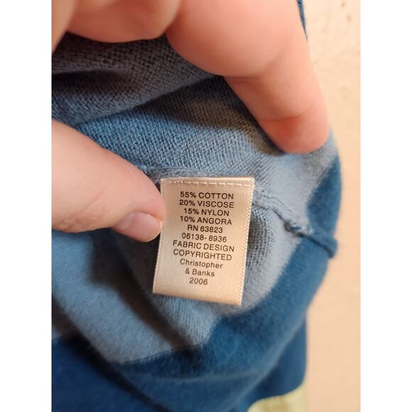 Christopher & Banks Women's Blue V-Neck Long Sleeve Pullover Sweater Size Large - Picture 4 of 6